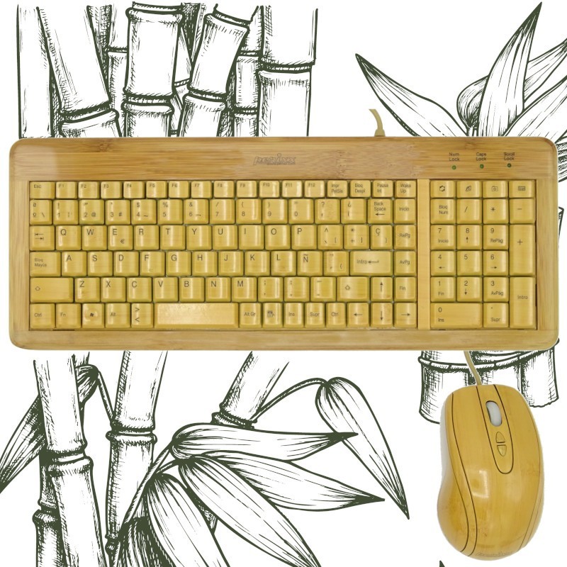 Perixx Spain. Teclado madera bambú + ratón PERIDUO-301 ES