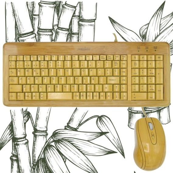 Perixx Spain. Teclado madera bambú + ratón PERIDUO-301 ES