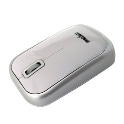 PERIMICE-708 Ratón Wireless. Blanco brillo y plata. Vista lado izquierdo